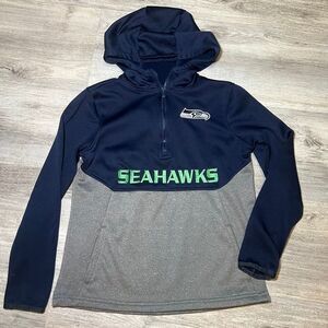 NFL Team Apparel Youth 1/2 Zip Seattle Seahawks Jacket Size Medium (10/12) hoodi